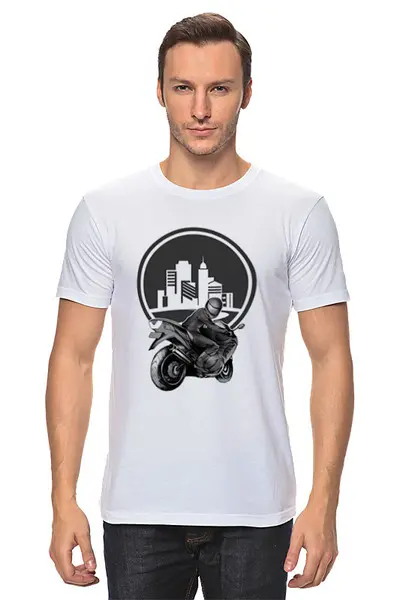 Заказать мужскую футболку в Москве. Футболка классическая Байкер в городе от Proxy_9  - готовые дизайны и нанесение принтов.