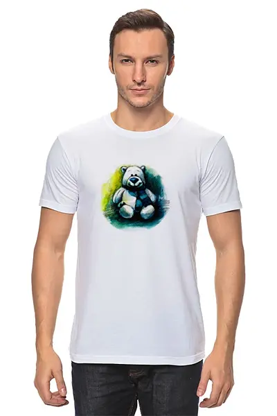 Заказать мужскую футболку в Москве. Футболка классическая медведь плюшевый от Abundzu - готовые дизайны и нанесение принтов.