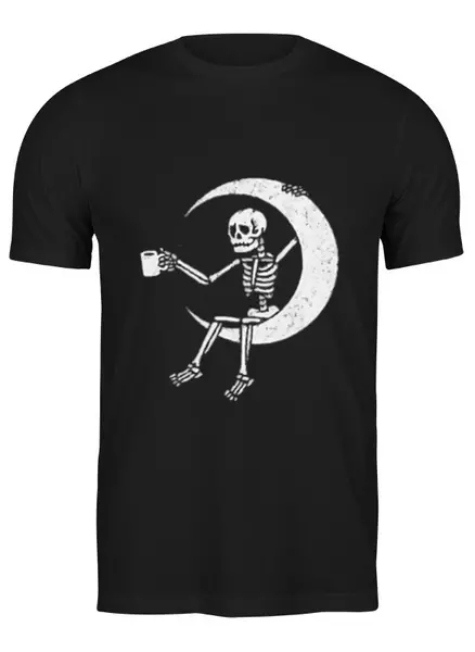 Заказать мужскую футболку в Москве. Футболка классическая Скелет на Луне от MariYang  - готовые дизайны и нанесение принтов.
