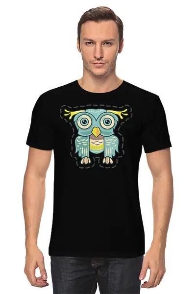 Заказать мужскую футболку в Москве. Футболка классическая Owl Here от oneredfoxstore@gmail.com - готовые дизайны и нанесение принтов.