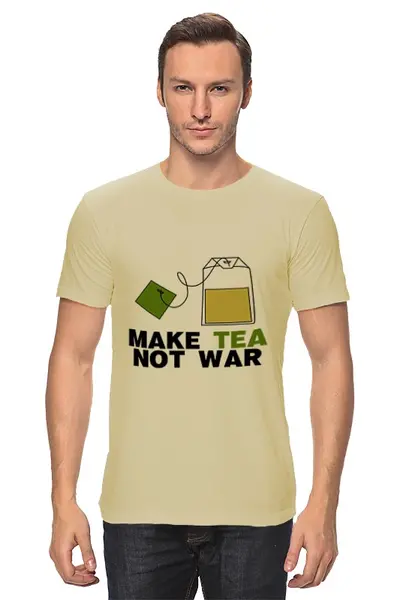 Заказать мужскую футболку в Москве. Футболка классическая Make Tea Not War от Printio - готовые дизайны и нанесение принтов.