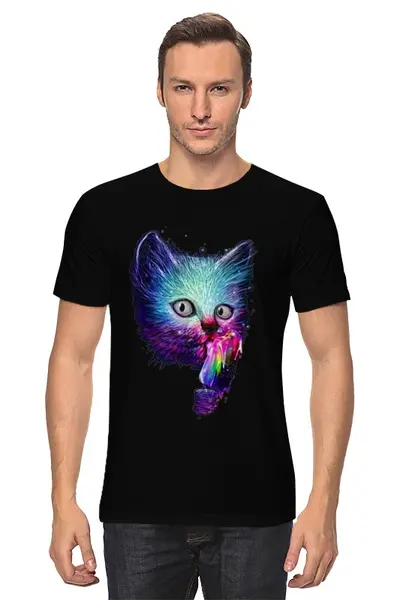Заказать мужскую футболку в Москве. Футболка классическая Swag cat от Sergio Happy - готовые дизайны и нанесение принтов.