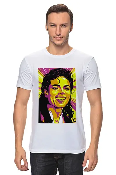 Заказать мужскую футболку в Москве. Футболка классическая Майкл Джексон от Виктор Гришин - готовые дизайны и нанесение принтов.