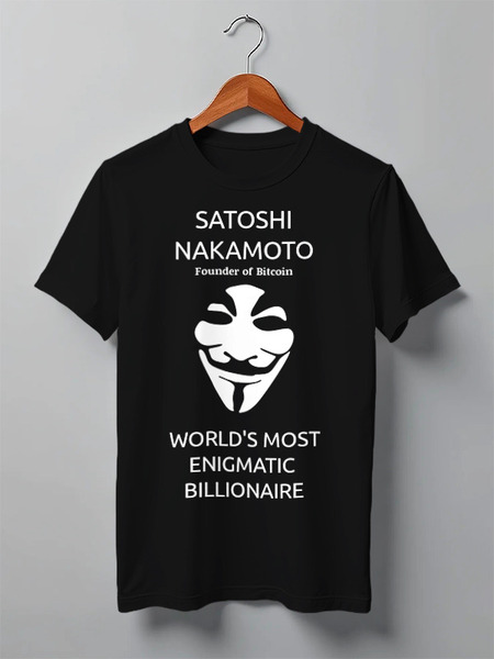 Заказать мужскую футболку в Москве. Футболка классическая Satoshi Nakamoto founder of Bitcoin от Елена Елена - готовые дизайны и нанесение принтов.