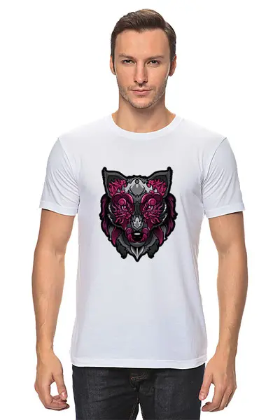 Заказать мужскую футболку в Москве. Футболка классическая Магический волк от td-1991@yandex.ru - готовые дизайны и нанесение принтов.