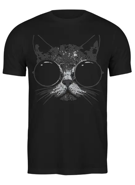 Заказать мужскую футболку в Москве. Футболка классическая Стильный кот от printik - готовые дизайны и нанесение принтов.