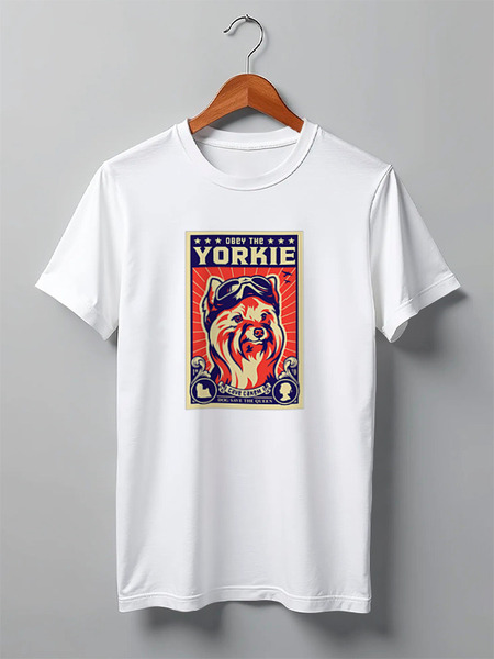 Заказать мужскую футболку в Москве. Футболка классическая Собака: YORKIE от Виктор Гришин - готовые дизайны и нанесение принтов.