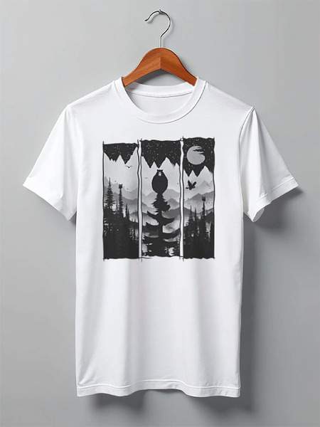 Заказать мужскую футболку в Москве. Футболка классическая Bear Owl от oneredfoxstore@gmail.com - готовые дизайны и нанесение принтов.