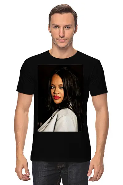 Заказать мужскую футболку в Москве. Футболка классическая Rihanna от THE_NISE  - готовые дизайны и нанесение принтов.