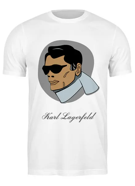 Заказать мужскую футболку в Москве. Футболка классическая Портрет Karl Lagerfeld  от Татьяна Голованова - готовые дизайны и нанесение принтов.