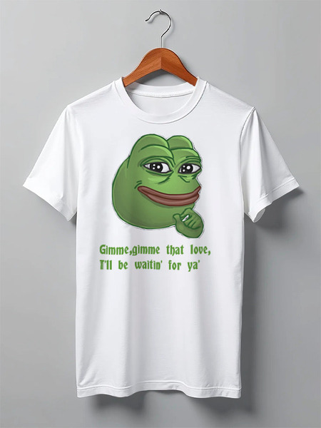 Заказать мужскую футболку в Москве. Футболка классическая Pepe the frog Whant some love от Ильяс Муртазаев - готовые дизайны и нанесение принтов.