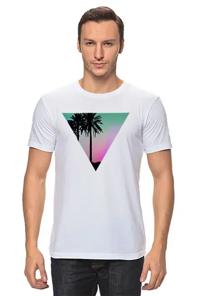Заказать мужскую футболку в Москве. Футболка классическая Miami Triangle от mecrag - готовые дизайны и нанесение принтов.