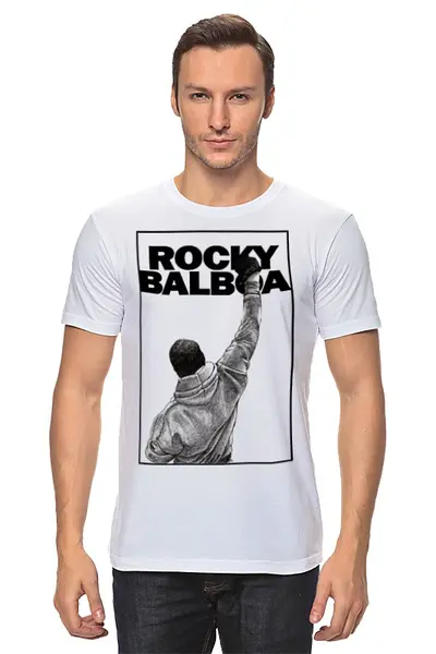 Заказать мужскую футболку в Москве. Футболка классическая Rocky Balboa от Leichenwagen - готовые дизайны и нанесение принтов.