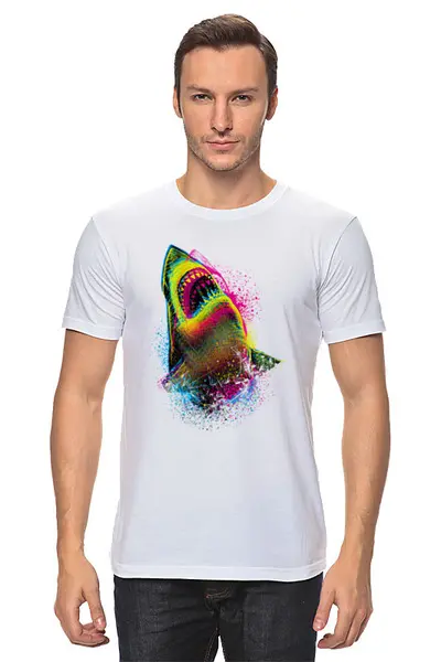 Заказать мужскую футболку в Москве. Футболка классическая SharkCOLOR от balden - готовые дизайны и нанесение принтов.