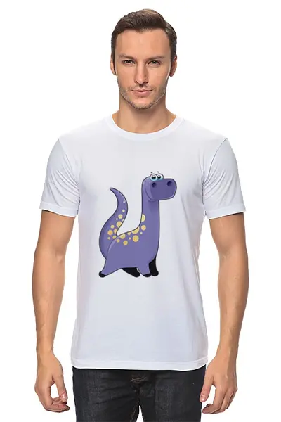Заказать мужскую футболку в Москве. Футболка классическая Забавный  динозаврик от Amerikanka - готовые дизайны и нанесение принтов.