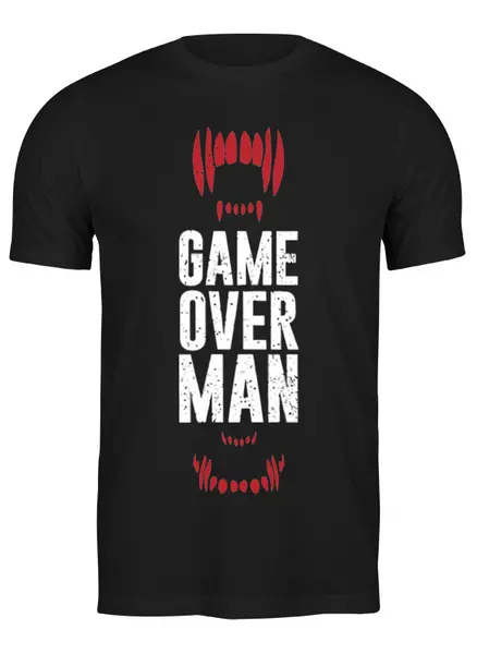Заказать мужскую футболку в Москве. Футболка классическая game over man от niggalay - готовые дизайны и нанесение принтов.