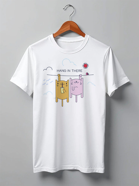 Заказать мужскую футболку в Москве. Футболка классическая Cats Here от oneredfoxstore@gmail.com - готовые дизайны и нанесение принтов.