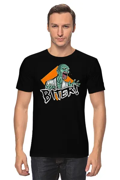 Заказать мужскую футболку в Москве. Футболка классическая Zombie biter от Leichenwagen - готовые дизайны и нанесение принтов.