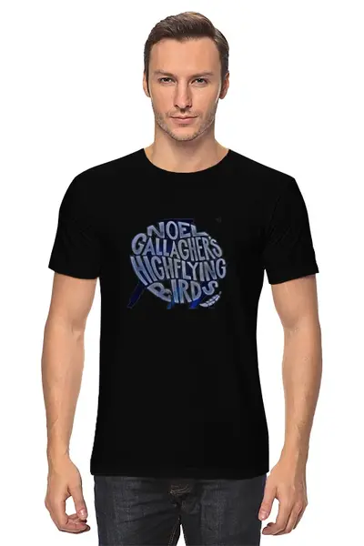 Заказать мужскую футболку в Москве. Футболка классическая Noel Gallagher's High Flying Birds от Денис - готовые дизайны и нанесение принтов.