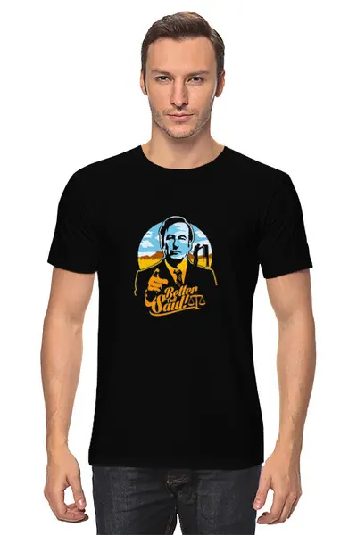 Заказать мужскую футболку в Москве. Футболка классическая Better call Saul от coolmag - готовые дизайны и нанесение принтов.