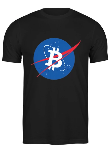 Заказать мужскую футболку в Москве. Футболка классическая NASA Bitcoin от skynatural - готовые дизайны и нанесение принтов.
