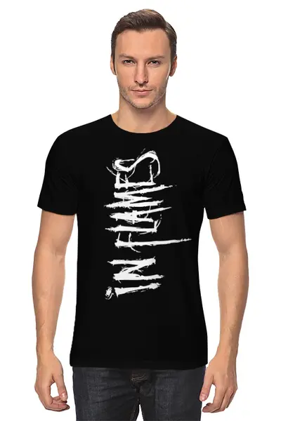 Заказать мужскую футболку в Москве. Футболка классическая In Flames Vertical Black от tosha_t - готовые дизайны и нанесение принтов.