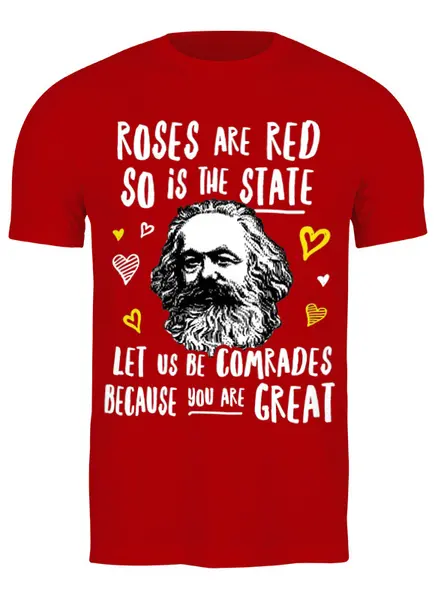 Заказать мужскую футболку в Москве. Футболка классическая Розы красные, как наше государство. от printik - готовые дизайны и нанесение принтов.