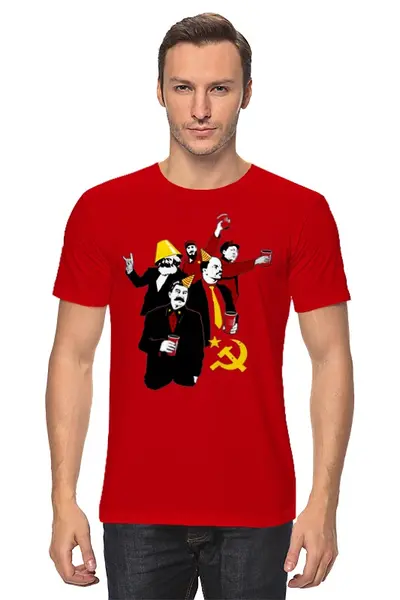 Заказать мужскую футболку в Москве. Футболка классическая Коммунистическая вечеринка от printik - готовые дизайны и нанесение принтов.