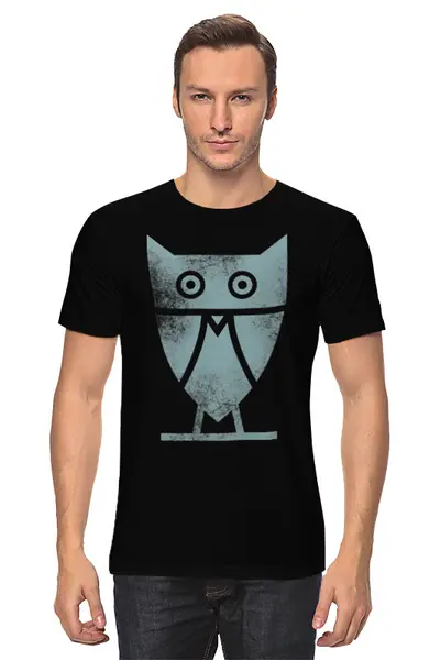 Заказать мужскую футболку в Москве. Футболка классическая Owl Here от oneredfoxstore@gmail.com - готовые дизайны и нанесение принтов.