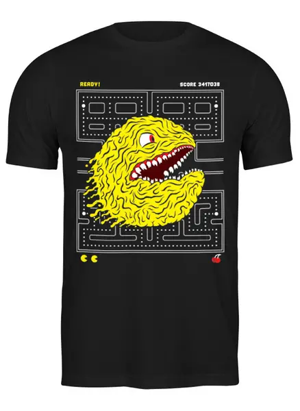 Заказать мужскую футболку в Москве. Футболка классическая Pac-Man от printik - готовые дизайны и нанесение принтов.