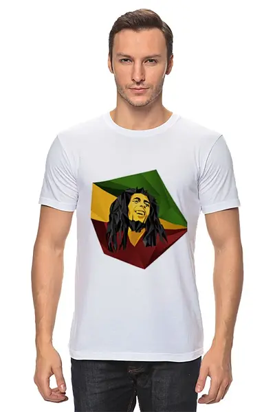 Заказать мужскую футболку в Москве. Футболка классическая Bob Marley от Alexander Volkov Lixolese - готовые дизайны и нанесение принтов.