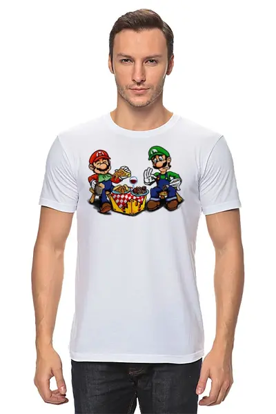 Заказать мужскую футболку в Москве. Футболка классическая Mario&Luigi от balden - готовые дизайны и нанесение принтов.