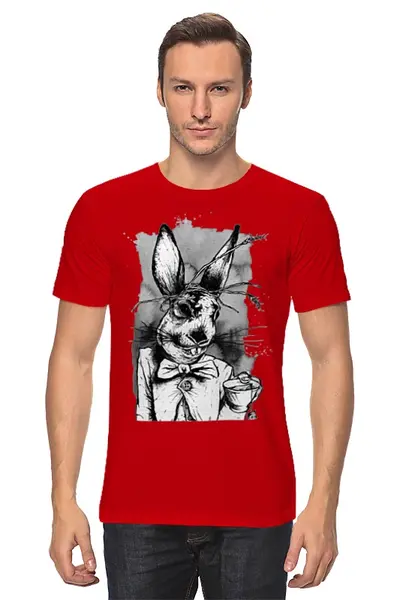 Заказать мужскую футболку в Москве. Футболка классическая Кролик от ПРИНТЫ ПЕЧАТЬ  - готовые дизайны и нанесение принтов.