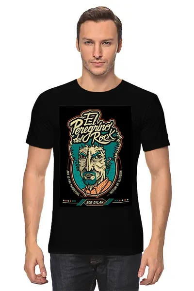 Заказать мужскую футболку в Москве. Футболка классическая Bob Dylan от Илья Авров - готовые дизайны и нанесение принтов.