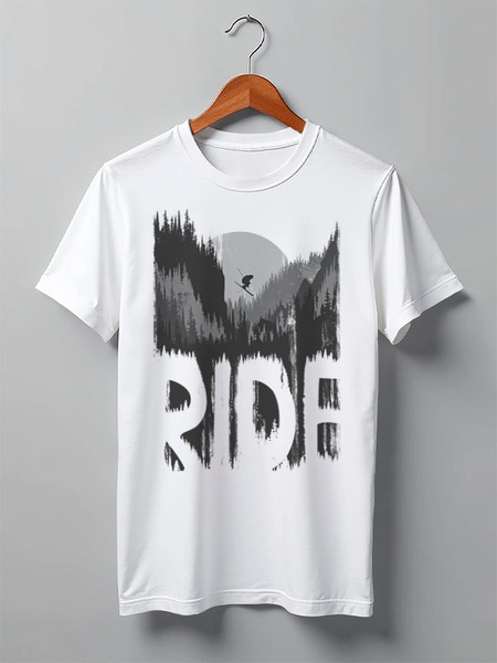 Заказать мужскую футболку в Москве. Футболка классическая Ski Ride от oneredfoxstore@gmail.com - готовые дизайны и нанесение принтов.