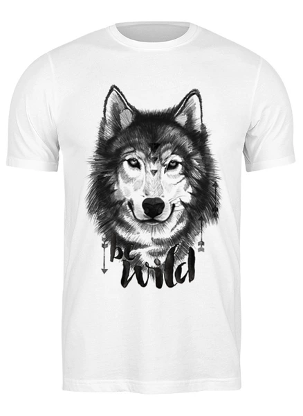Заказать мужскую футболку в Москве. Футболка классическая Волк    от Print design  - готовые дизайны и нанесение принтов.