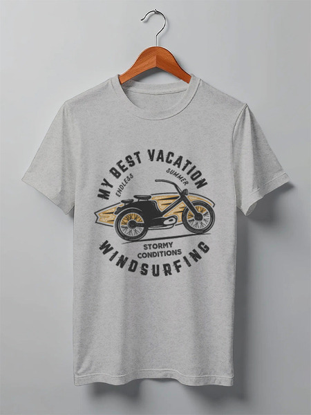 Заказать мужскую футболку в Москве. Футболка классическая My best vacation Windsurfing от Fix Print - готовые дизайны и нанесение принтов.