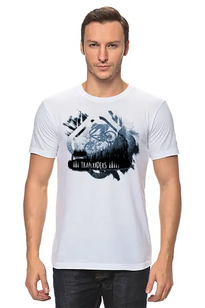 Заказать мужскую футболку в Москве. Футболка классическая Mountain Bike от oneredfoxstore@gmail.com - готовые дизайны и нанесение принтов.