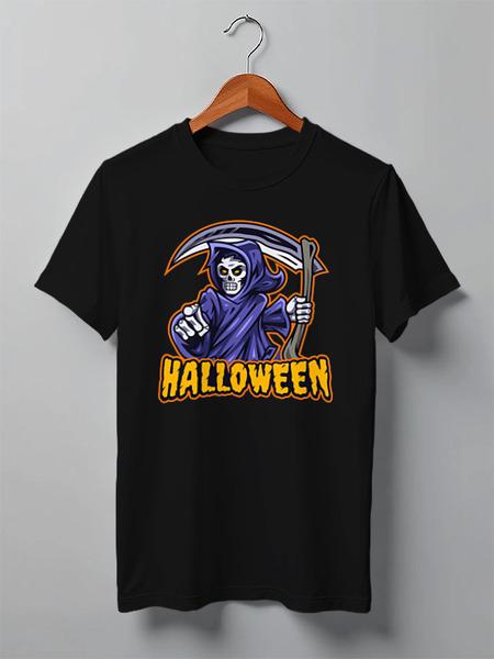 Заказать мужскую футболку в Москве. Футболка классическая Halloween death от skynatural - готовые дизайны и нанесение принтов.