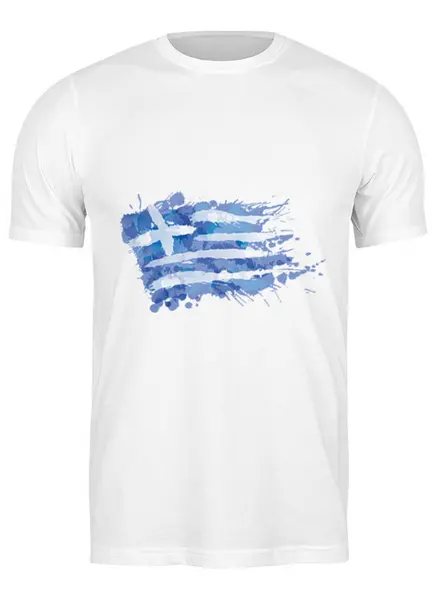 Заказать мужскую футболку в Москве. Футболка классическая Греческий флаг (сплэш) от GRstyle  - готовые дизайны и нанесение принтов.