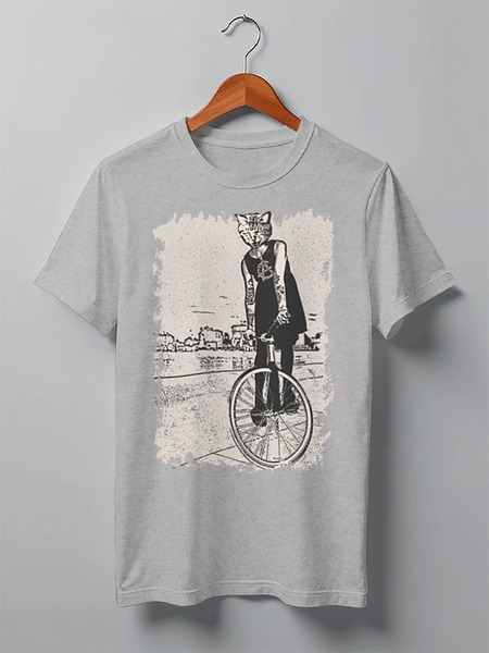 Заказать мужскую футболку в Москве. Футболка классическая Bike Punk Cat от oneredfoxstore@gmail.com - готовые дизайны и нанесение принтов.