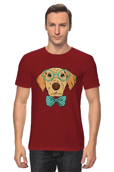 Заказать мужскую футболку в Москве. Футболка классическая Пёс хипстер от trend - готовые дизайны и нанесение принтов.