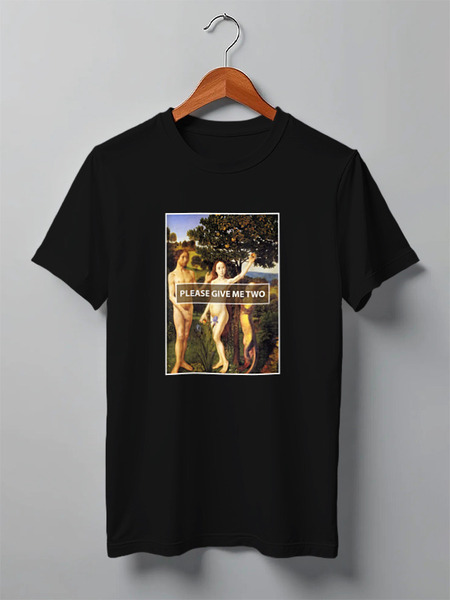 Заказать мужскую футболку в Москве. Футболка классическая Please give me two от Human Design - готовые дизайны и нанесение принтов.