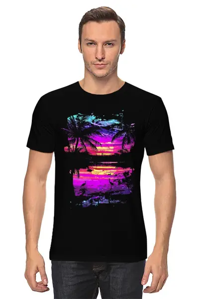 Заказать мужскую футболку в Москве. Футболка классическая Пляжный Рай от printik - готовые дизайны и нанесение принтов.