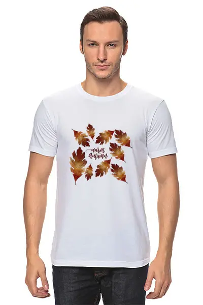 Заказать мужскую футболку в Москве. Футболка классическая Осень от ZVER  - готовые дизайны и нанесение принтов.