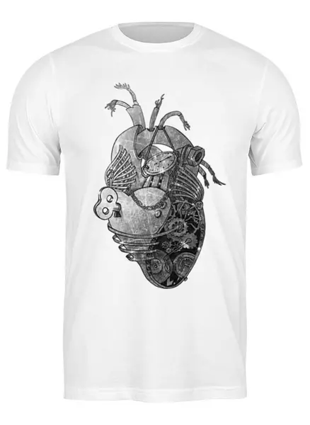 Заказать мужскую футболку в Москве. Футболка классическая Стимпанк сердце от postboxls@mail.ru - готовые дизайны и нанесение принтов.