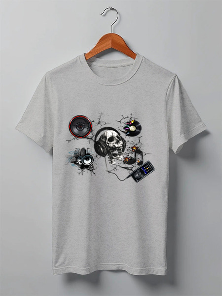 Заказать мужскую футболку в Москве. Футболка классическая Calavera Walkman (Music KILL) от TheAndarz  - готовые дизайны и нанесение принтов.