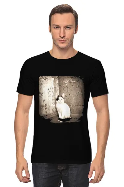 Заказать мужскую футболку в Москве. Футболка классическая kitten от irenoginski - готовые дизайны и нанесение принтов.