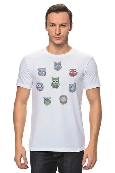 Заказать мужскую футболку в Москве. Футболка классическая Owl Here от oneredfoxstore@gmail.com - готовые дизайны и нанесение принтов.