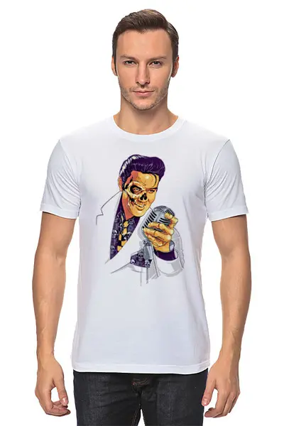 Заказать мужскую футболку в Москве. Футболка классическая Elvis Aaron Presley от T-shirt print  - готовые дизайны и нанесение принтов.